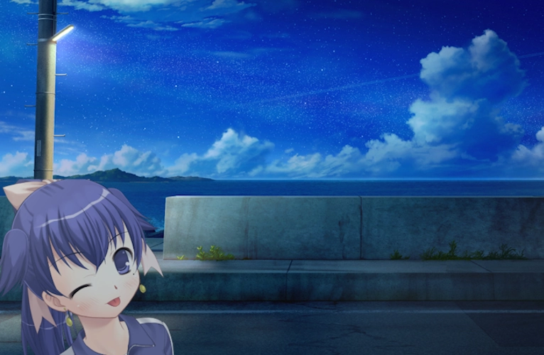 夜の海に覗きに防波堤にいるKokomi