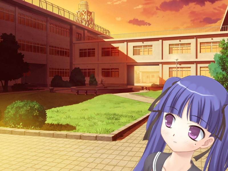夕暮れの学校にいるKokomi